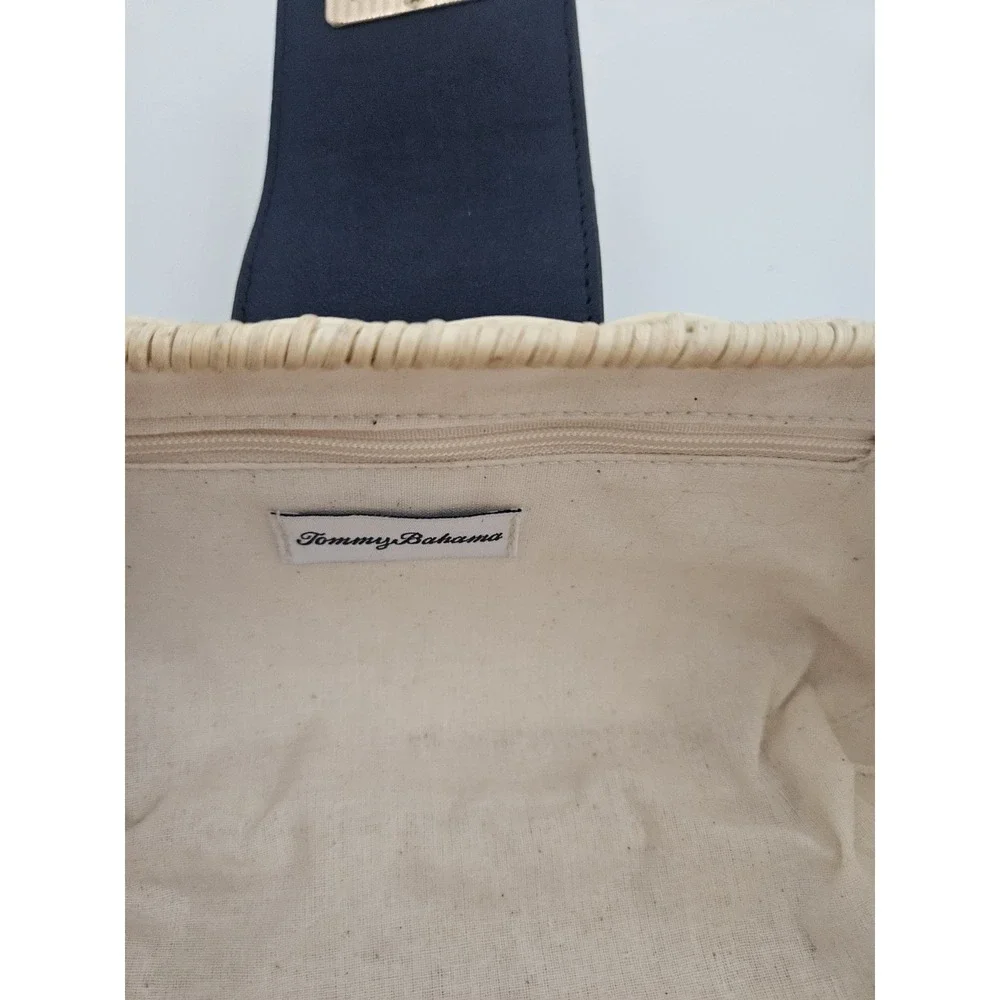 Tommy Bahama Natural Woven Clutch with Navy Flap NWT